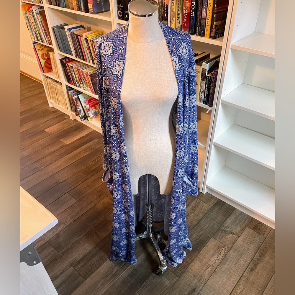 Lularoe Sarah Cardigan Sz XL Blue/Purple/Pink NWT